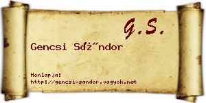 Gencsi Sándor névjegykártya