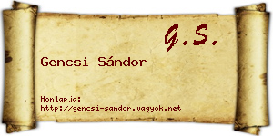 Gencsi Sándor névjegykártya